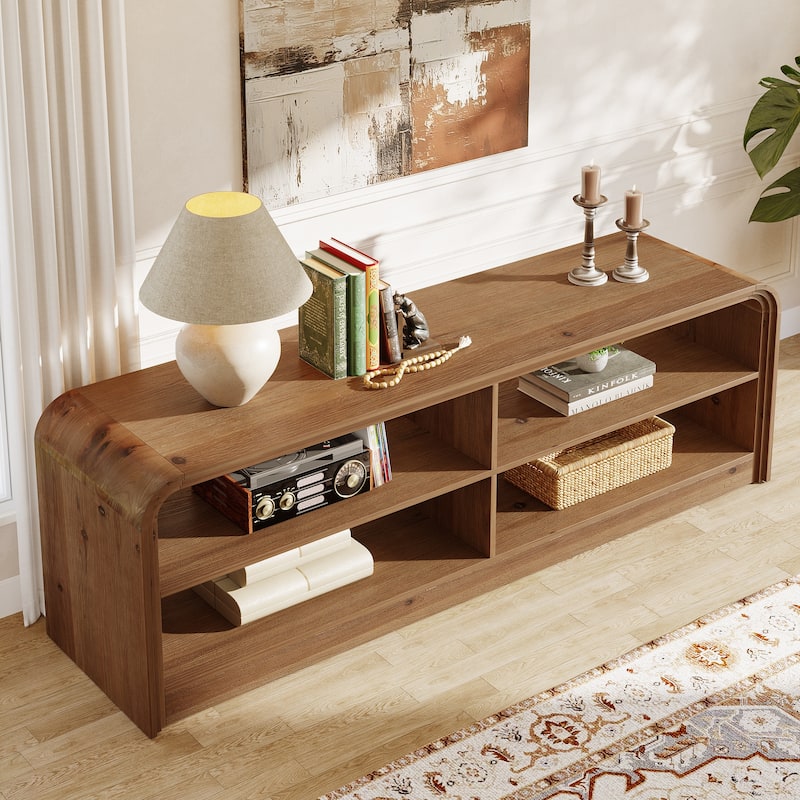 Solid Wood TV Stand, 63'' Long TV Console Table with Storage