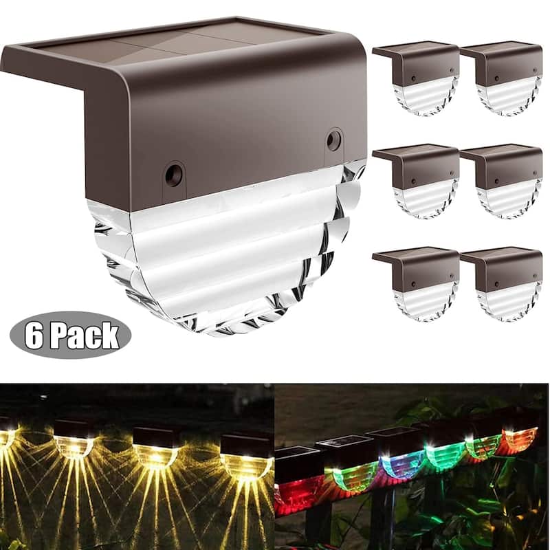 Solar Deck Lights, Solar Fence Step Lights Outdoor Waterproof LED - 6 Pack