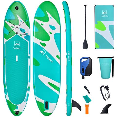 Inflatable Stand Up Paddle Board Electric Pump & Built-in Action Camera Mount Base, iSUP Paddleboard 350LBS Capacity