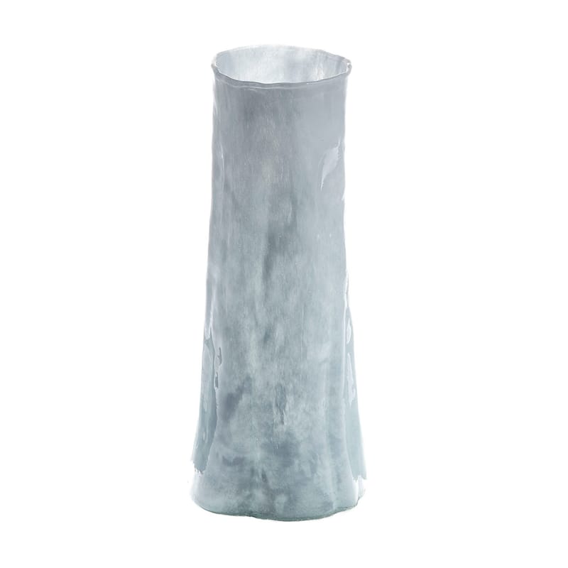 Quia Tall Decorative Vase, Rough Body, Pale Blue Blown Glass 14 Inch