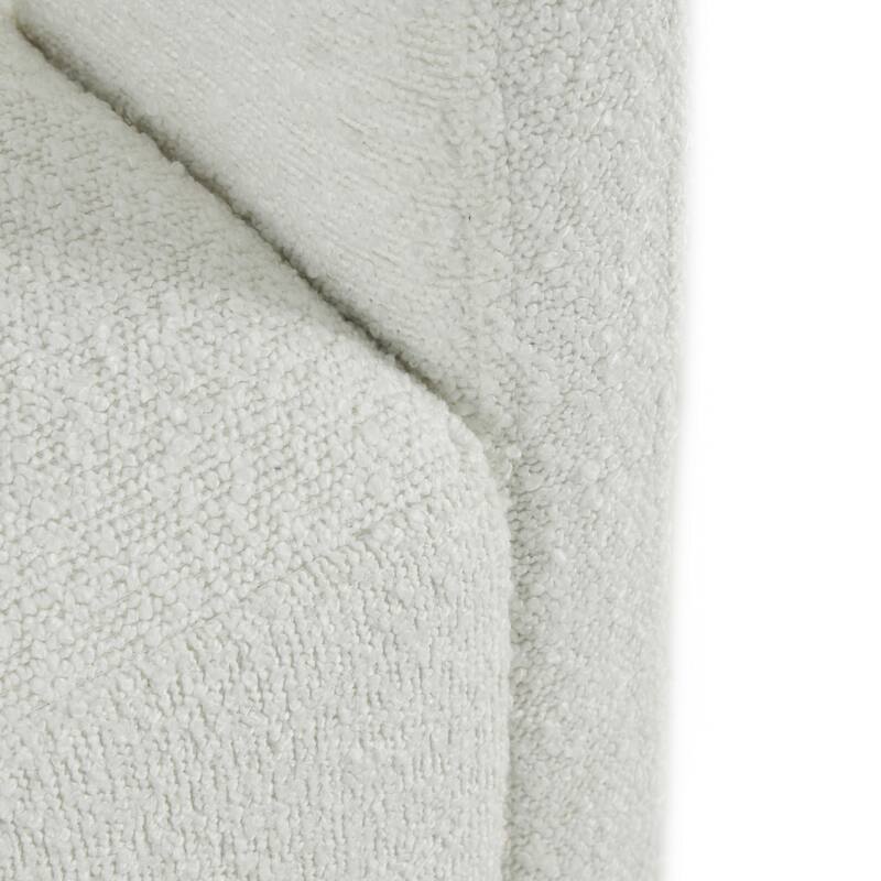 White Polyester Curved Back Mid Century Modern Round Boucle Living Room Accent Chair