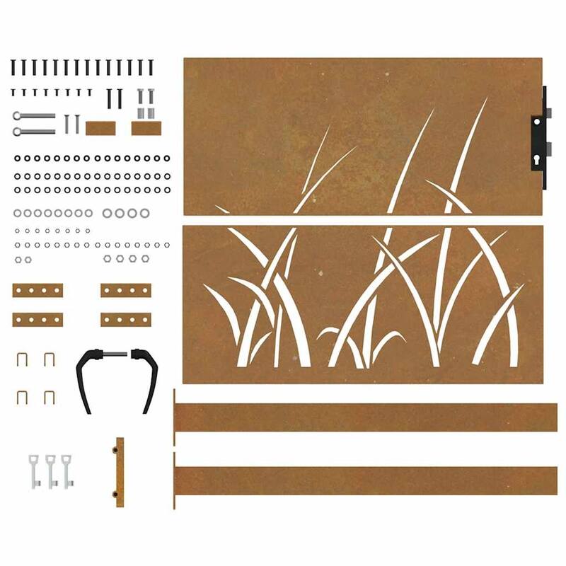 vidaXL Garden Gate 39.4x39.4" Corten Steel Grass Design - 43.3 x 41.3"