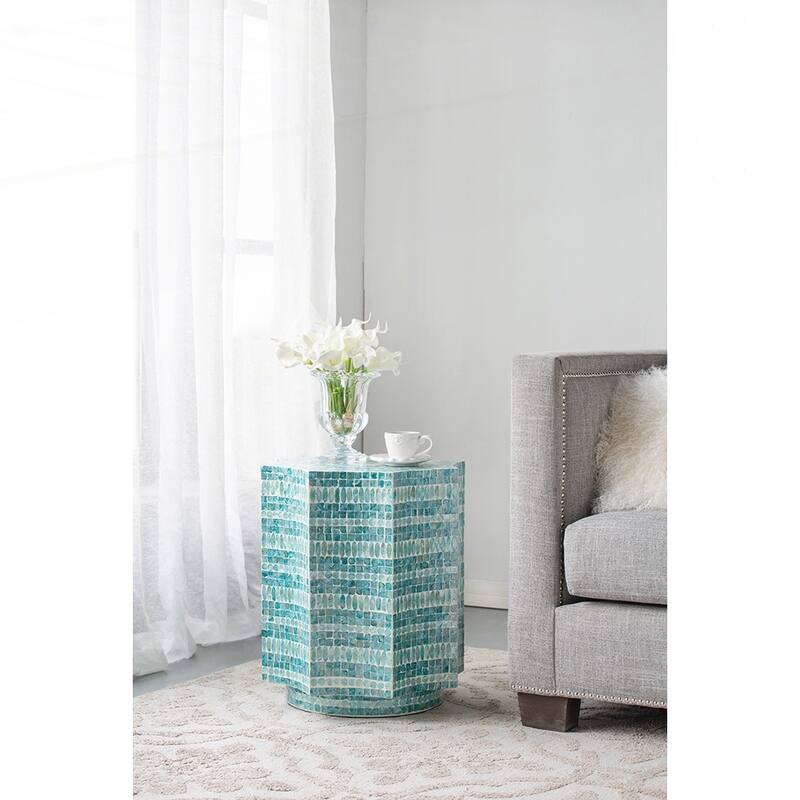 Stool with Capiz Design - Blue