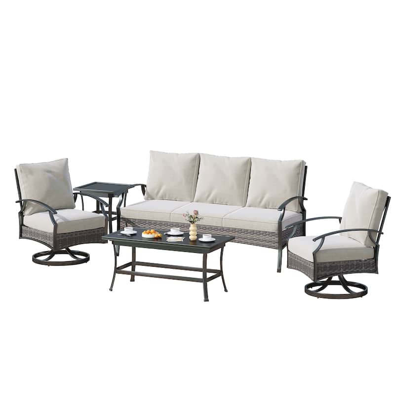 6-Piece Patio Sofa Furniture Set Outdoor Seating Group with Cushions