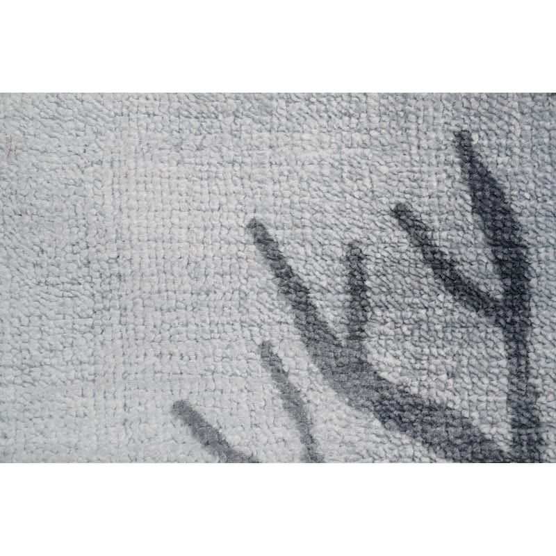 Hand Knotted Oriental Viscose Silk Carpet Modern Animal Pictorial Greys & Charcoal Abstract Area Rug - 7' 10'' X 5' 10''