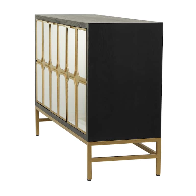 Wooden 3 Drawer Chest with Mirrored Front - Gold or Black - Roche River Decor