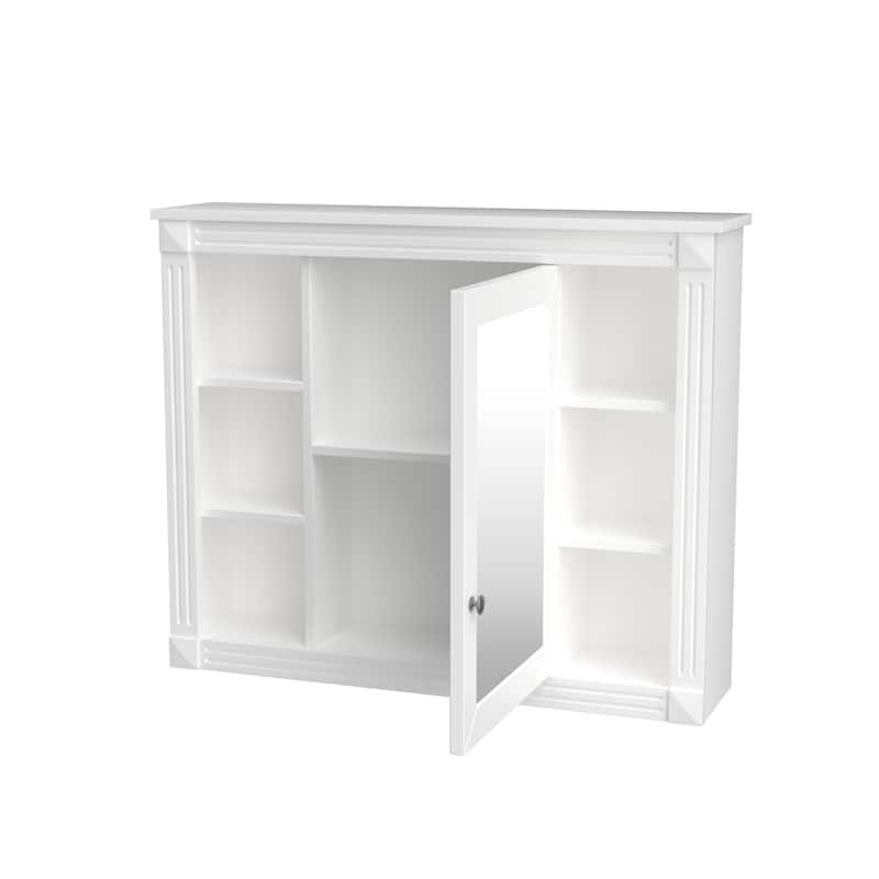 Wall Mounted Bathroom Storage Cabinet with 6 Open Shelves - White