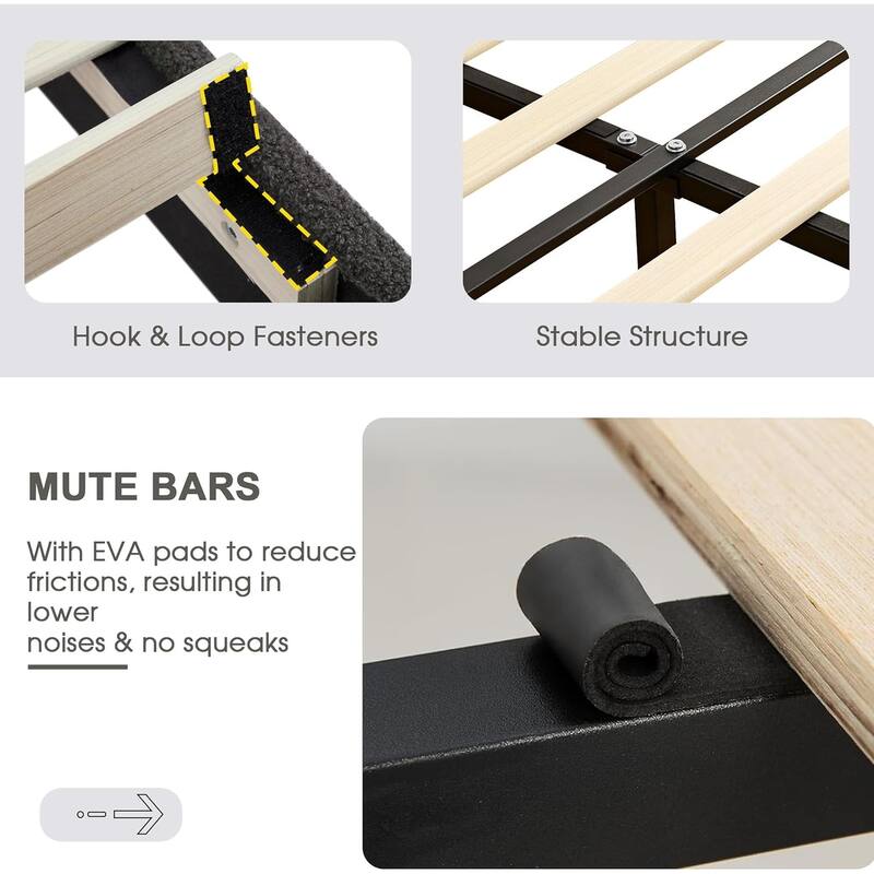 VECELO Upholstered Bed Frames with Luxurious Teddy Fabric and Adjustable Headboard & Footboard, 7.9'' Under Bed Space