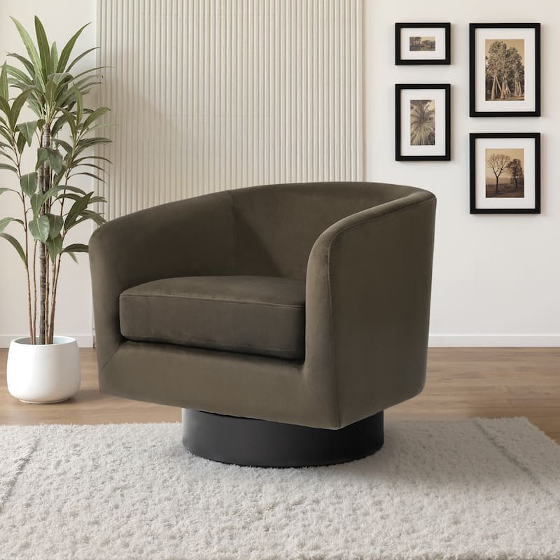UIXE 360° Swivel Barrel Accent Chair Velvet Armchair For Living Room - Oversized - Coffee-Oversized