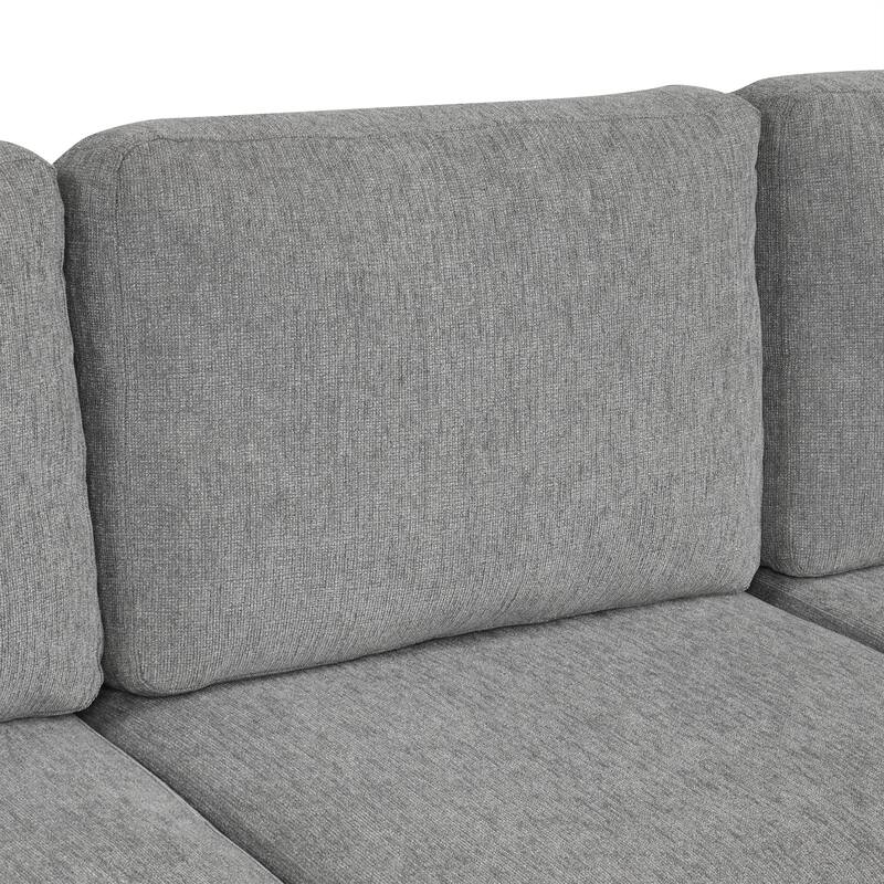107.1" Convertible Sofa Bed, Gray, Chenille for Living Room with USB, Cup Holders & Pillows