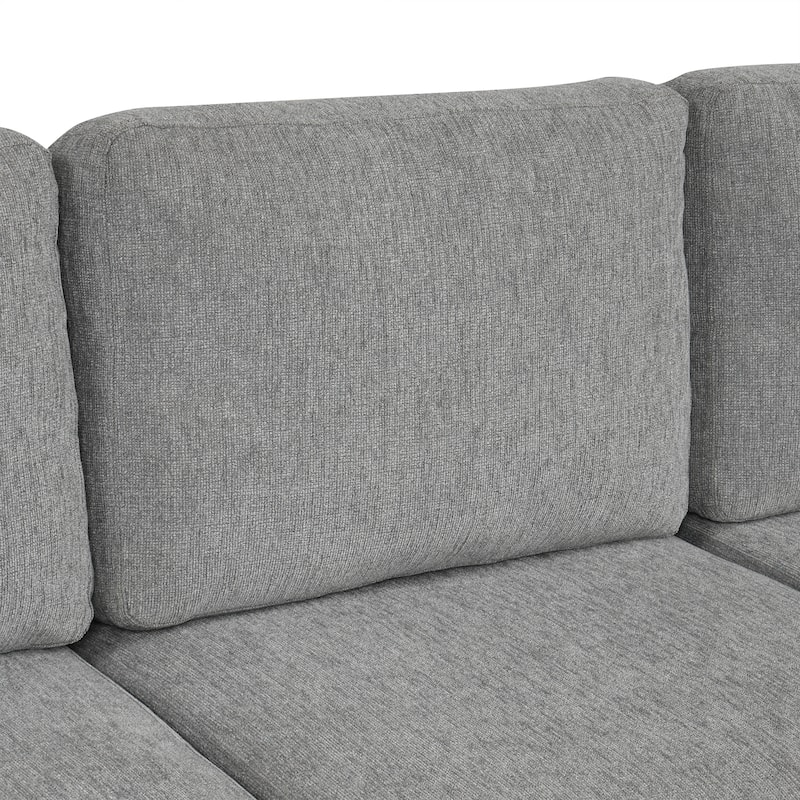 109.1" Chenille Modular Sectional Sofa Bed with Storage Ottoman and USB Ports - L/U-Shaped Convertible Design
