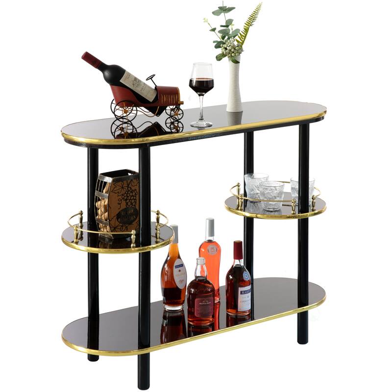 Wooden Console Table Mini Bar Cabinet, Modern Style and Versatile Piece of Furniture that Adapts to Various Roles from Coffee - Brown