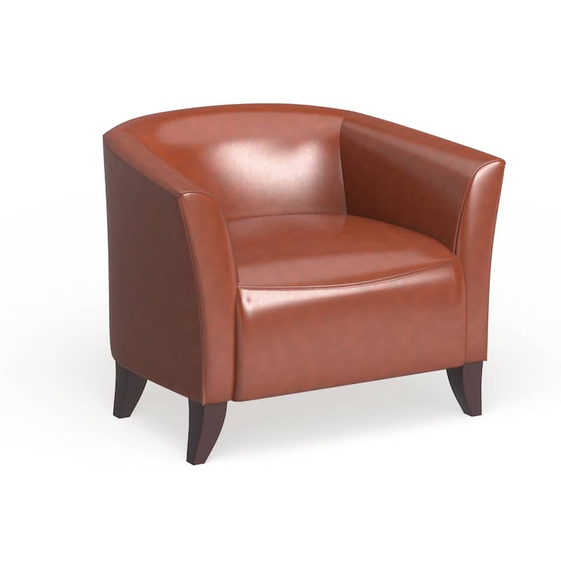 LeatherSoft Chair with Wood Feet - 33.5"W x 31"D x 29"H - Cognac Faux Leather