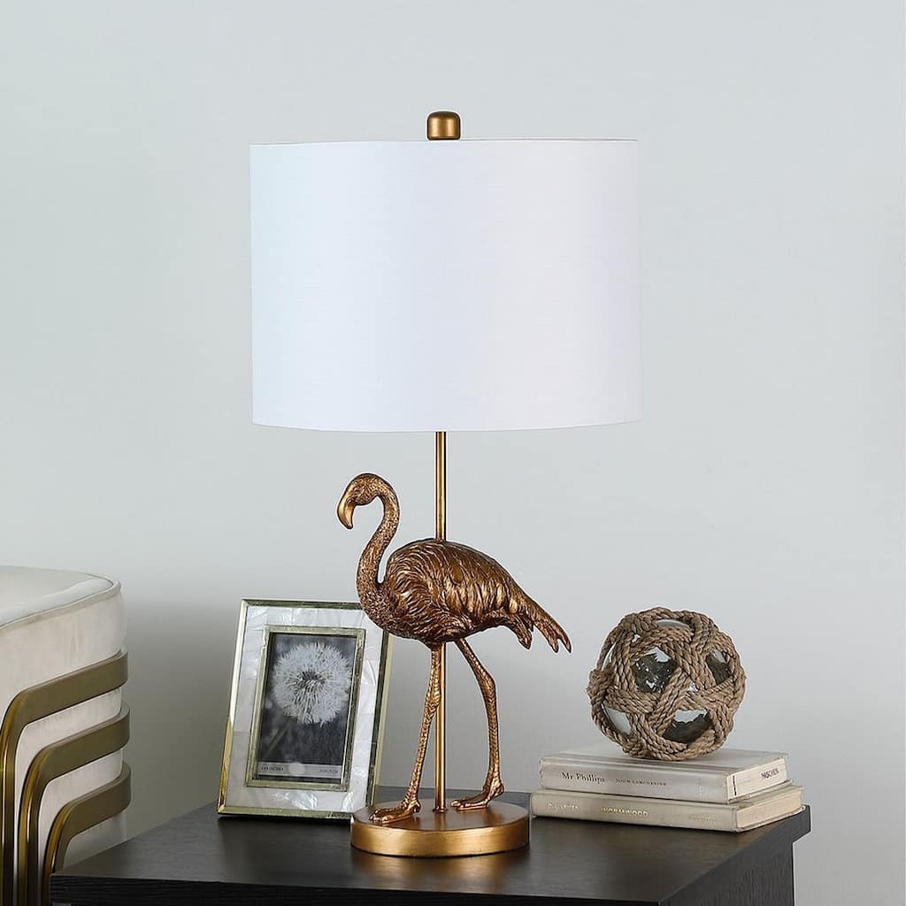 26" Matte Gold Flamingo Resin Table Lamp
