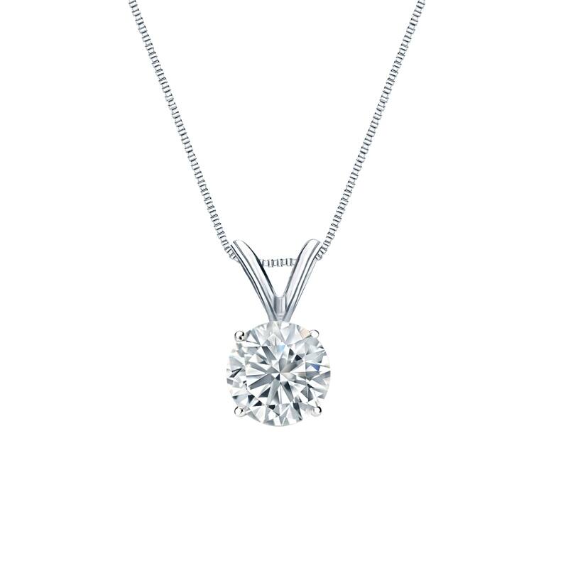 Auriya 14-karat Gold 1.00ctw Round Solitaire Lab Grown Diamond Necklace 4-Prong Basket (D-E VVS) - 1