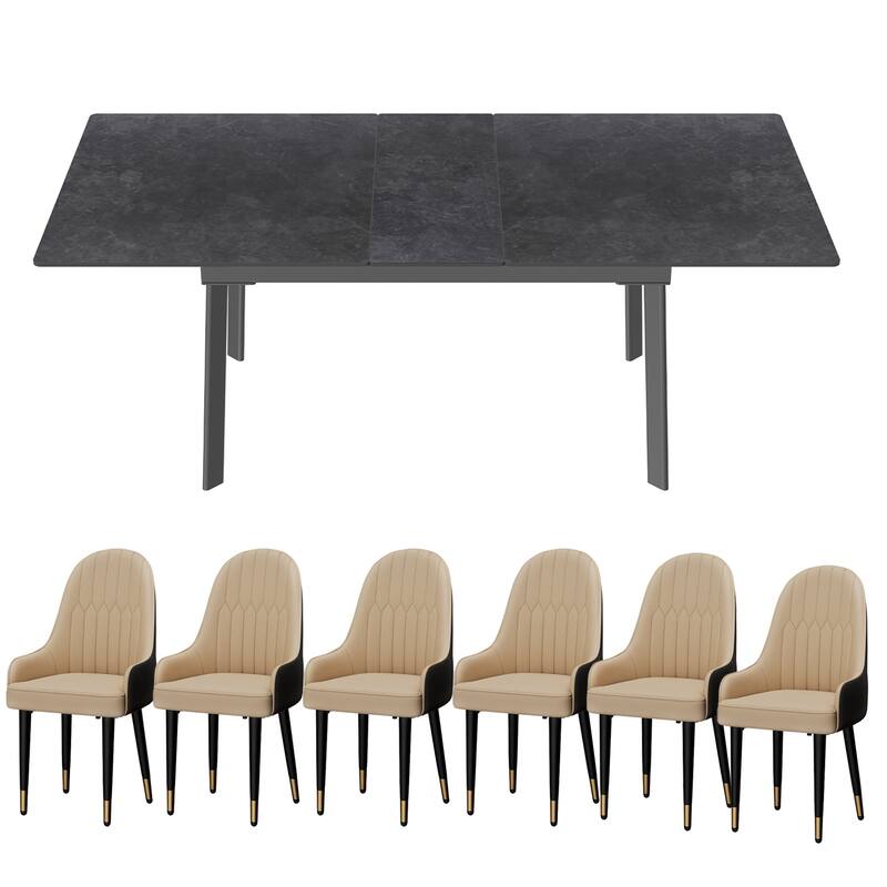 Sintered Stone Top Extendable Table and Chairs Dining Set