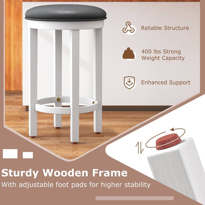 Gymax Upholstered Bar Stool Set of 4 25'' Counter Height Bar Chairs w/