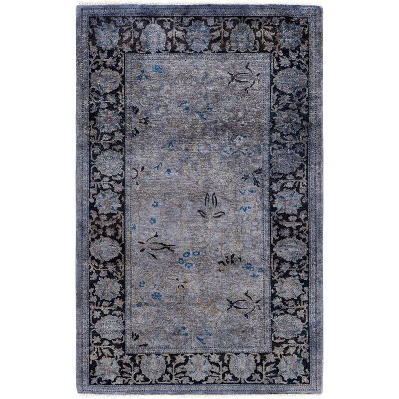 Overdyed One-of-a-Kind Hand-Knotted Area Rug - Gray - 2' 8" x 4' 10"