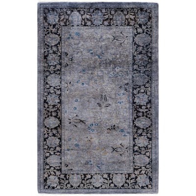 Overdyed One-of-a-Kind Hand-Knotted Area Rug - Gray - 2' 8" x 4' 10"