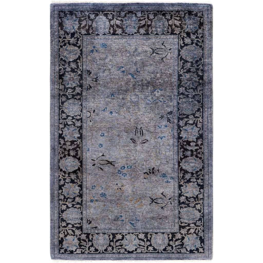 Overdyed One-of-a-Kind Hand-Knotted Area Rug - Gray - 2' 8" x 4' 10"