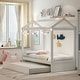 preview thumbnail 5 of 7, Twin Size Wood House Bed with Twin Size Trundle and Roof