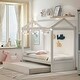 preview thumbnail 8 of 11, Wooden Twin Size House Bed with Trundle, Pull-Out Trundle