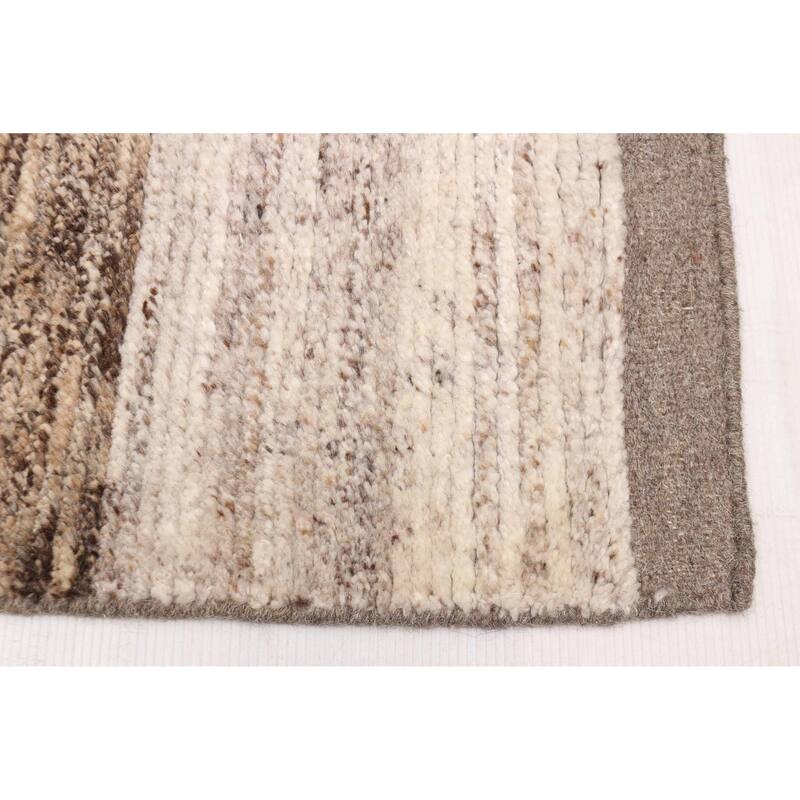 ECARPETGALLERY Hand-knotted Tangier Brown, Ivory Wool Rug - 8'0 x 10'0
