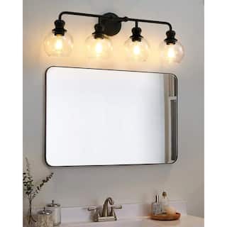 Irvine Black Modern Clear Glass 4-Light Vanity Light