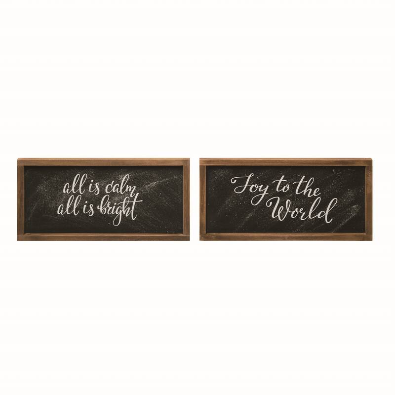 Transpac Small MDF Christmas Mantle Decor Set of 2 Christmas Home Decorations