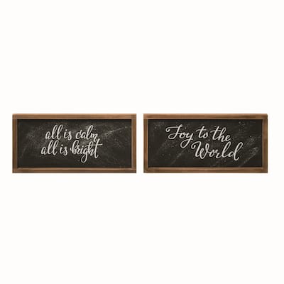 Transpac Small MDF Christmas Mantle Decor Set of 2 Christmas Home Decorations
