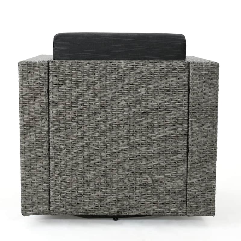 Puerta Outdoor Cushioned Swivel Club Chair (Set of 2) by Christopher Knight Home
