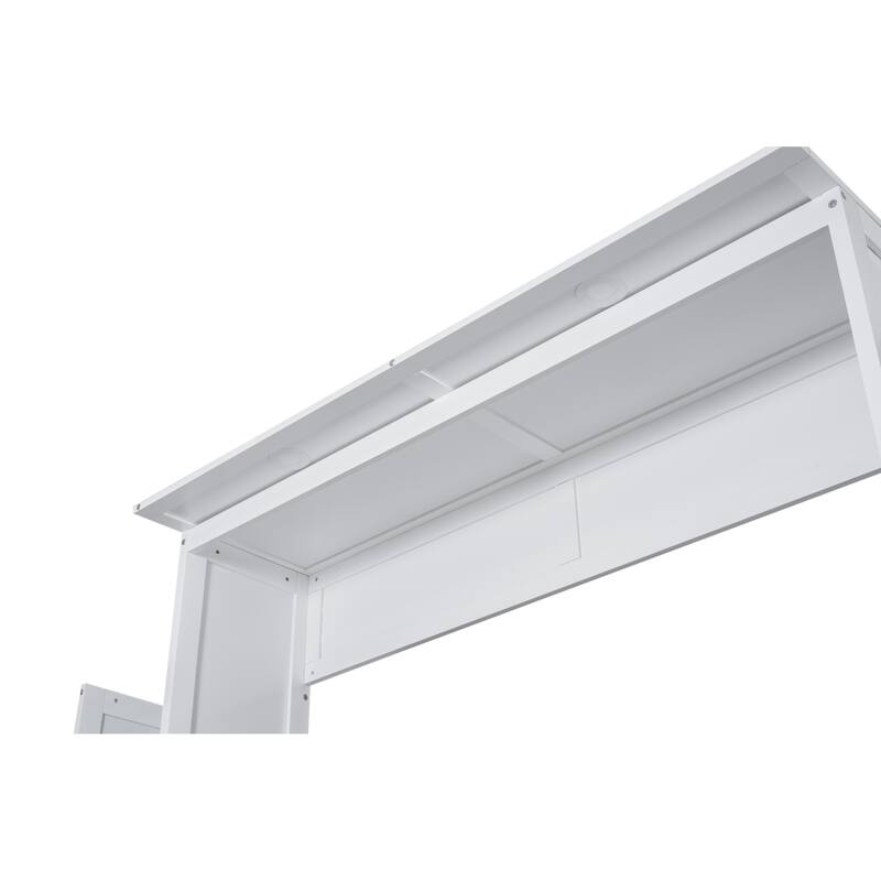 Murphy Bed Frame Foldable Into Wall Cabinet with Bookshelf & LED Light