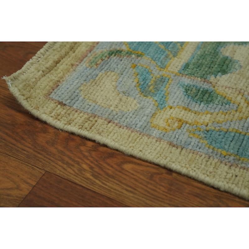 Vegetable Dye Wool Oushak Turkish Large Rug, Geometric Carpet - 14' 1'' X 10' 3''