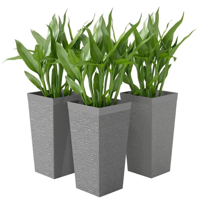 A set Of 3 outdoor Flower pots, conical Flower pots, gray, very suitable For Deep Rooted Plants Or Small Trees - Gray