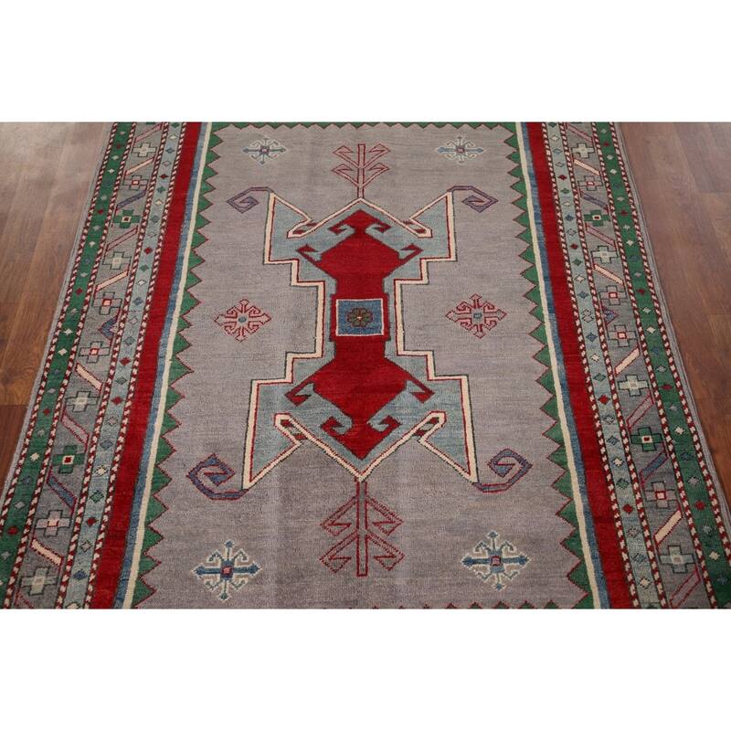 Kazak Oriental Accent Rug Handmade Wool Carpet - 4'3" x 5'8"