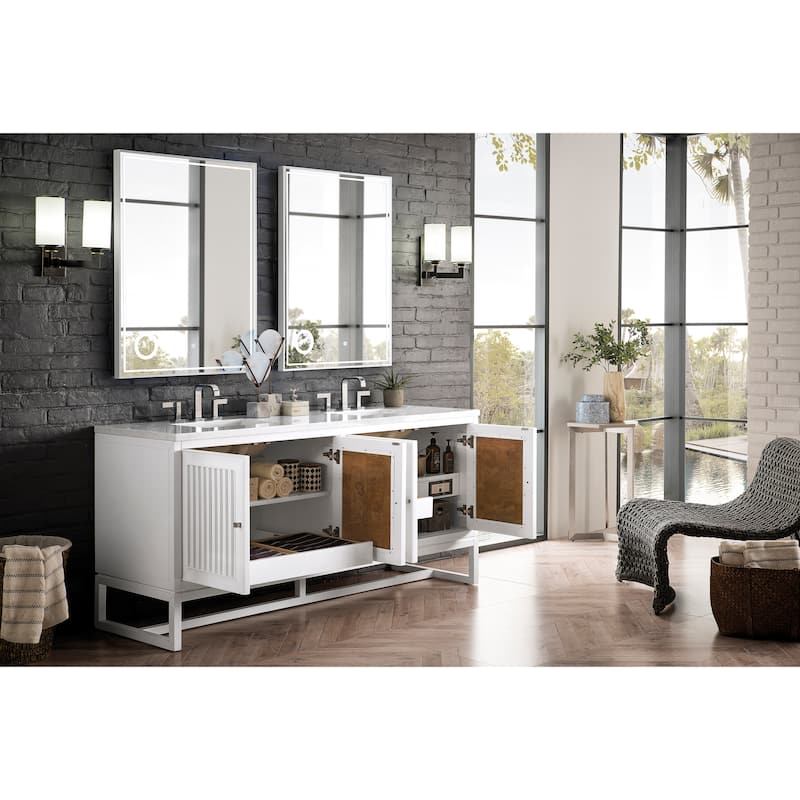 James Martin Vanities Athens 72" Double Vanity Cabinet, Glossy White