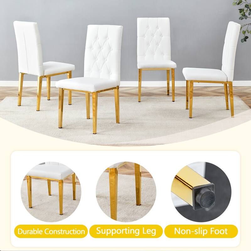 Simple Dining Chair Side Chair Vanity Chair Meeting Room Chair Leather Chair White Chair with Metal Legs