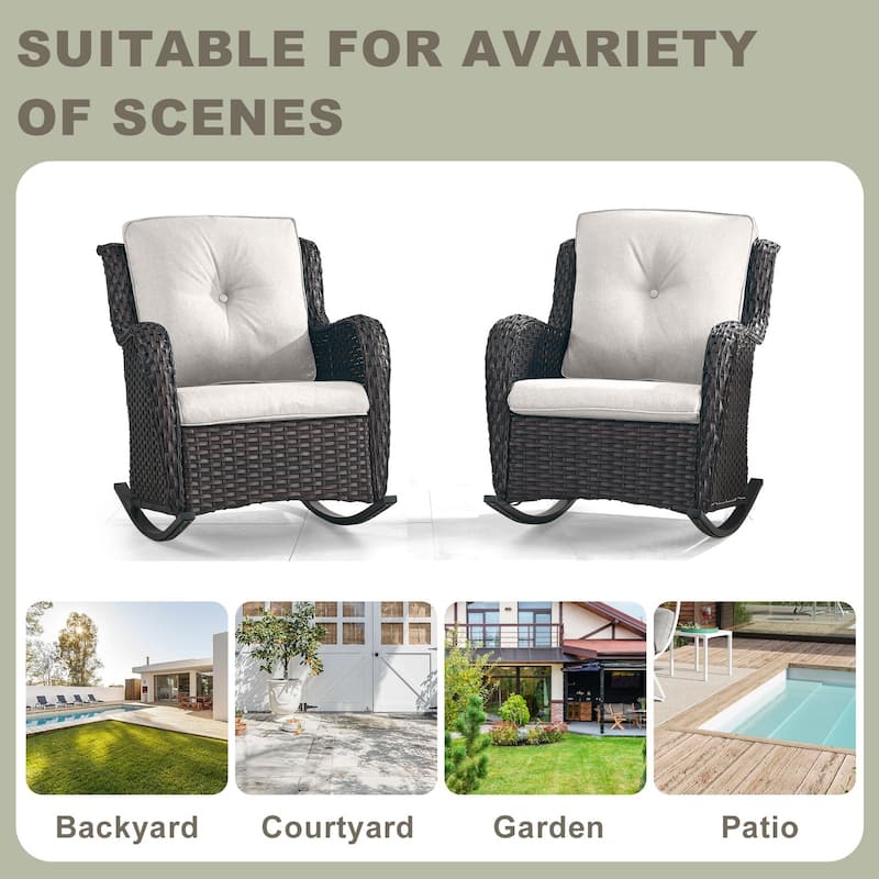 Patio Rocking Chair with Comfortable Cushions