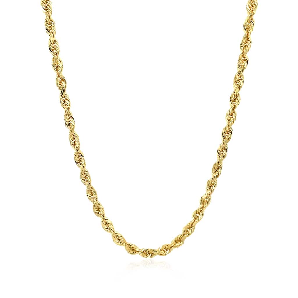MayaMila 3.0mm 14k Yellow Gold Solid Diamond Cut Rope Chain
