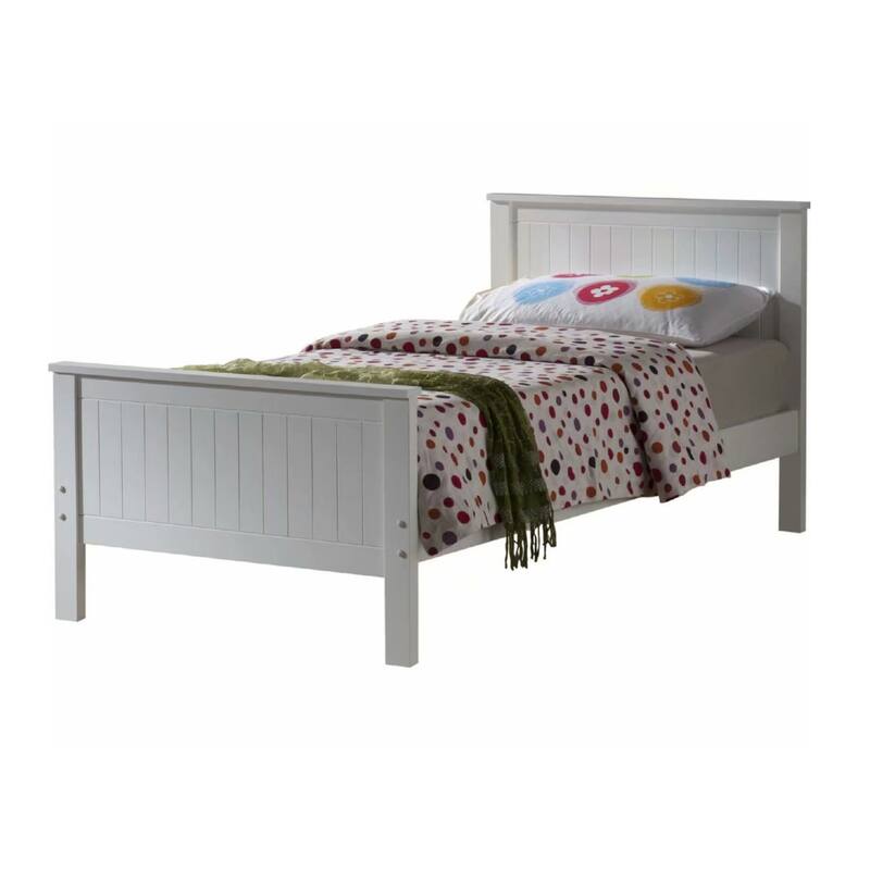 Wooden Twin Bed In White Finish