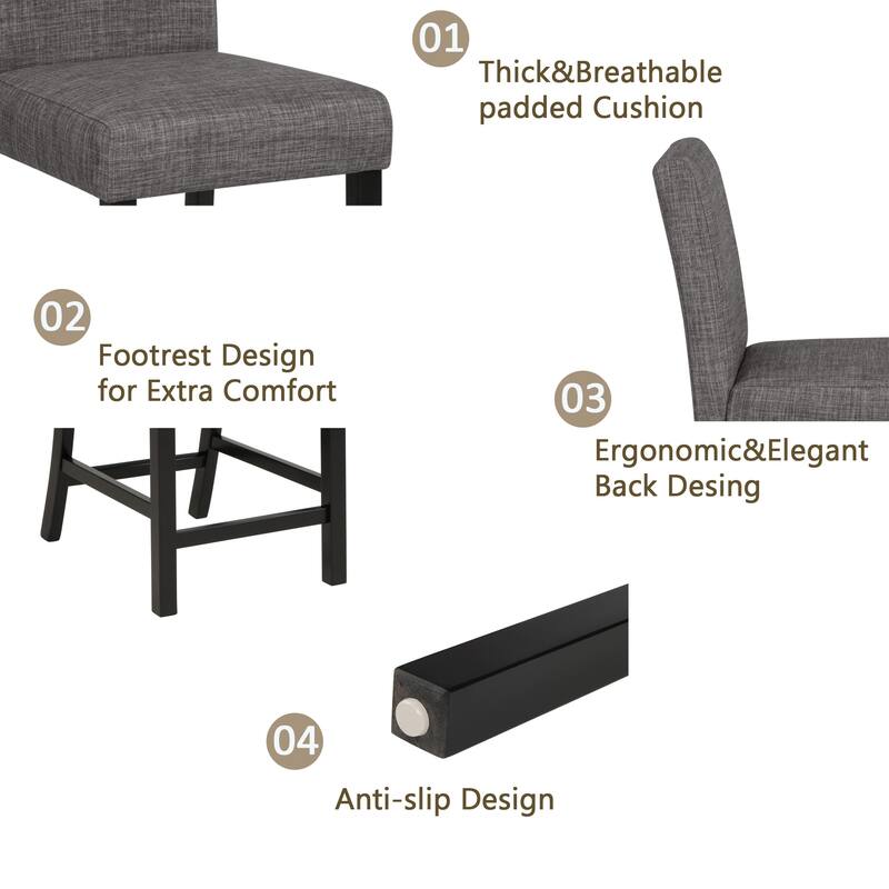 5-Piece, Modern Counter Height Table Set, Wooden Counter Height Dining Table Set with 4 Chairs, for Kitchens and Dining Rooms