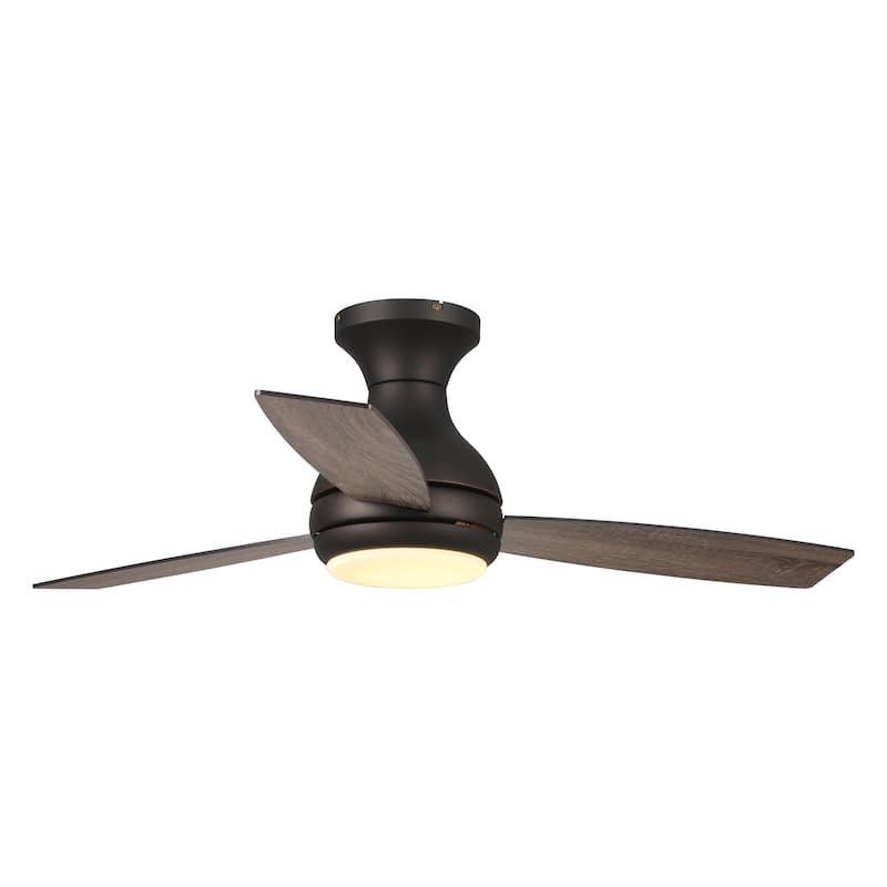 48" Bronze 3-Blade Integrated LED Flush Mount Ceiling Fan with Remote