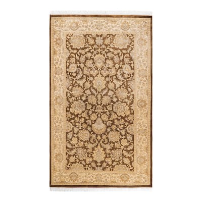 Overton Hand Knotted Wool Traditional Oriental Brown Area Rug - 3' x 5'