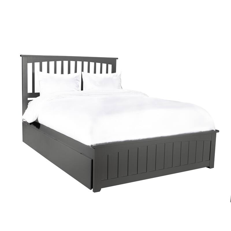 Queen Size Platform Bed with Storage - Grey Bedroom Furniture, Elegant Design, Under Bed Drawers