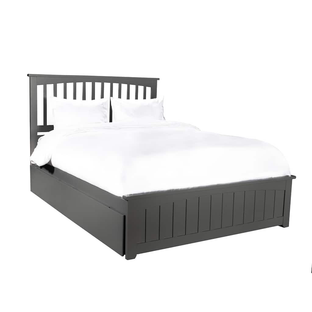 Queen Size Platform Bed with Storage - Grey Bedroom Furniture, Elegant Design, Under Bed Drawers