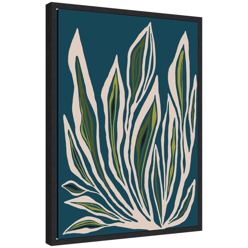 Kate and Laurel Sylvie Blue Flora 2 Framed Canvas by Alicia Bock - 18x24