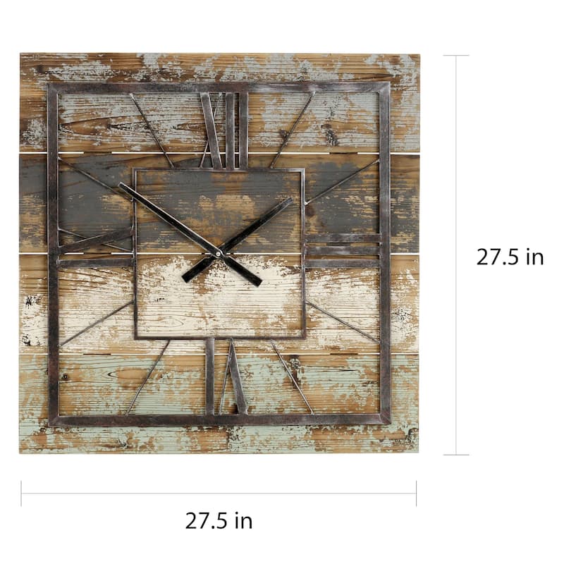 The Gray Barn Jartop Square Distressed Wood Wall Clock