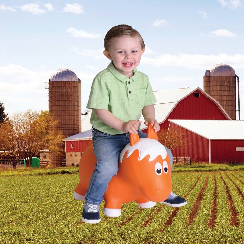 Toddler Boys and Girls Farm Hopper Bounce Toy, Orange Horse