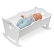 preview thumbnail 7 of 9, Badger Basket Doll Cradle with Bedding and Free Personalization Kit - White Rose - 21" x 13" x 12"