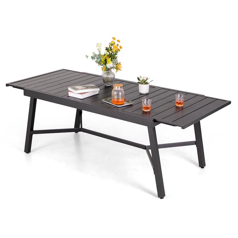 MAISON ARTS Outdoor Dining Set 7/9-Piece with Expandable Rectangular Metal Table and 6/8 Textilene Dining Chairs